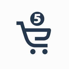 Shopping cart quantity line vector minimalistic icon. Commerce vector symbol. Supermarket amount cart icon for web design. Modern flat sale icon for app design. Store buy sign minimal flat linear icon