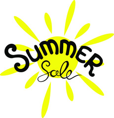  sale banner. Card with calligraphy. Hand drawn lettering design. Typography for banner, poster, advertisement, print. Vector background.