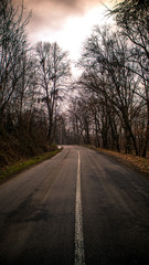 Fototapeta premium Old road storm is coming