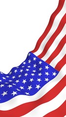 Waving flag of the United States of America. Stars and Stripes. State symbol of the USA. 3D illustration