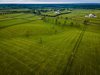 Fototapeta na wymiar Aerial picture of a horse farm in rural Kentucky