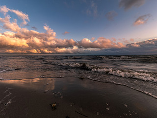 Play of colors of a sunset on the Baltic Sea.