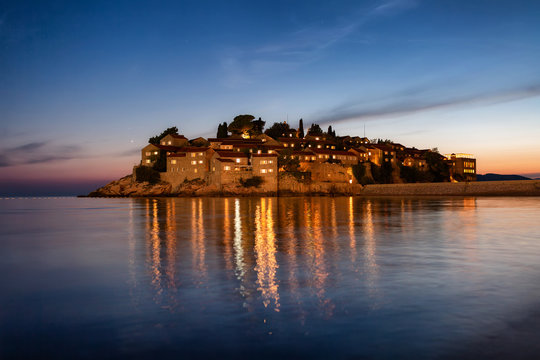 Sveti Stefan sunset beach Montenegro