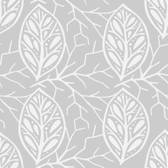 Vektornahtloses Muster im skandinavischen Stil mit Blättern