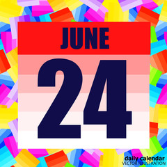 June 24 icon. For planning important day. Banner for holidays and special days. Twenty-fourth of june. Vector Illustration.