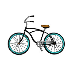 Hand drawn bike isolated on white background. Vector bicycle sketch illustration. City bike detailed vector image