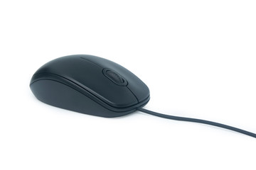 black computer mouse isolated on white with clipping path.