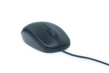 black computer mouse isolated on white with clipping path.