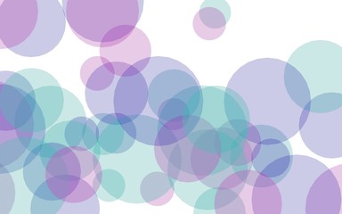 Multicolored translucent circles on a white background. Pink tones. 3D illustration
