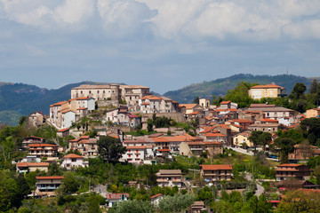 Typical country of southern Italy. Grottolella, Avellino, Irpinia, Campania, Italy. The castle of Campania.