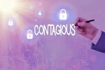 Handwriting text writing Contagious. Conceptual photo transmissible by direct or indirect contact...