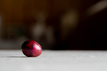 red painted quail egg. Preparing for Easter. Colorful eggs. Beautiful multi-colored jewelry