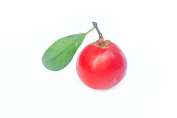 Garcinia cowa Roxb Fruit, Madan red isolated on white background with clipping path .