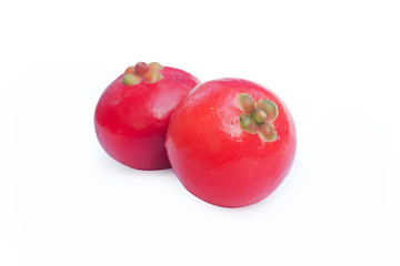 Garcinia cowa Roxb Fruit, Madan red isolated on white background with clipping path .