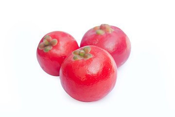 Garcinia cowa Roxb Fruit, Madan red isolated on white background with clipping path .