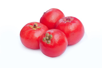 Garcinia cowa Roxb Fruit, Madan red isolated on white background with clipping path .
