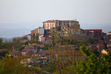 Fototapeta na wymiar Typical country of southern Italy. Grottolella, Avellino, Irpinia, Campania, Italy. The castle of Campania.