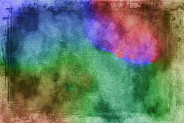 虹色の水彩模様の古い紙
