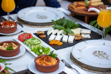 catering breakfast food at a table