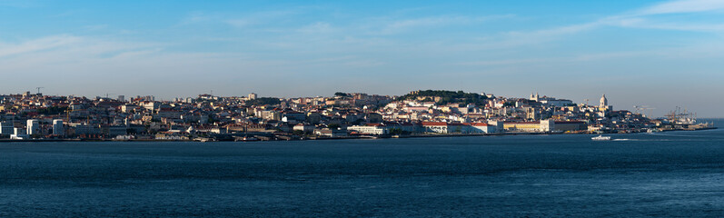 Fototapeta na wymiar Panoramic view of the skyline of the downtown of the city of Lisbon, in Portugal, Europe