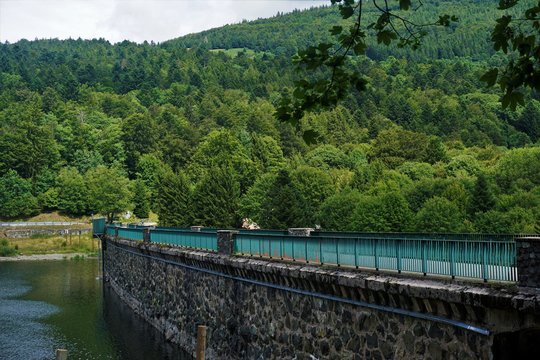 Bridge Over The Masonry Dam At The Lac De La Lauch In The Vosges