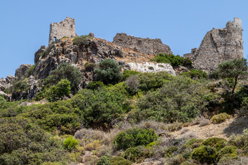 Fototapeta na wymiar View at the ruin of the castle Asklipio