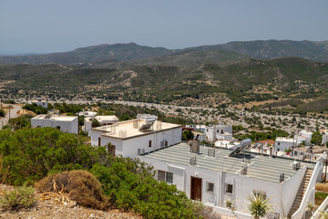 High angle view at the village Asklipio on Rhodes island