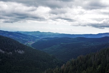 Fototapeta na wymiar Panoramic view in direction of Retournemer near the Col de la Schlucht