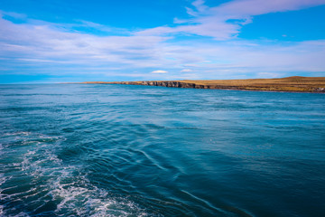 Breath taking View to the Blue Water on the Ferry  Boat to Terra Del Fuego, Chile