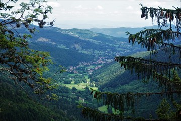 View from the Sentiers des Roches to the valley of La Petite Fecht in direction of Stosswihr