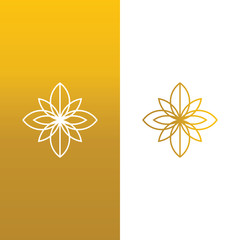 Flower logo design, gold shapes, and abstract symbols, design concepts, logos, logo elements for the template.