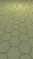 Fototapeta premium Honeycomb with color lighting, on a gray background. Perspective view on polygon look like honeycomb. Isometric geometry. Vertical image orientation. 3D illustration