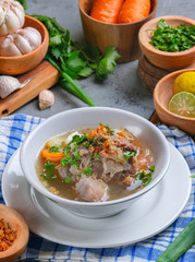 Indonesian traditional culinary, called sop buntut or oxtail soup