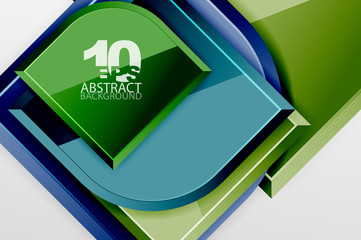 Glossy glass squares with round elements geometric composition. Abstract geometric background with 3d effect composition For Wallpaper, Banner, Background, Card, Book Illustration, landing page