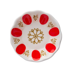Traditional plate for Turkish Tea. Top view. Isolated white background. Clipping Path..