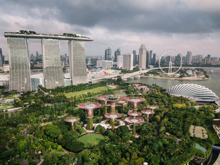 Aerial view of Gardens by the Bay in Singapore.
