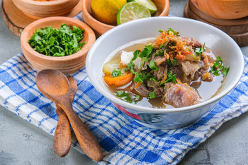 Indonesian traditional culinary, called sop buntut or oxtail soup