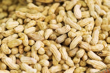 Close up of Organic Roasted Peanuts In Shell thai street food market