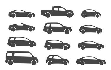 Set of car types on a white background