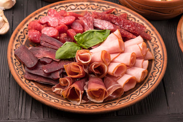 Hospitable Georgian cuisine. national snacks on ethical plates