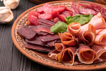 Hospitable Georgian cuisine. national snacks on ethical plates