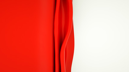smooth glossy red material with folds on a white background. 3d render illustration