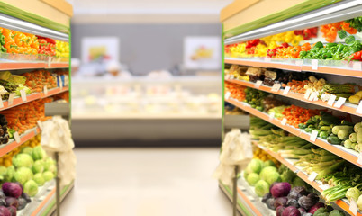 choosing a vegetables at supermarket	