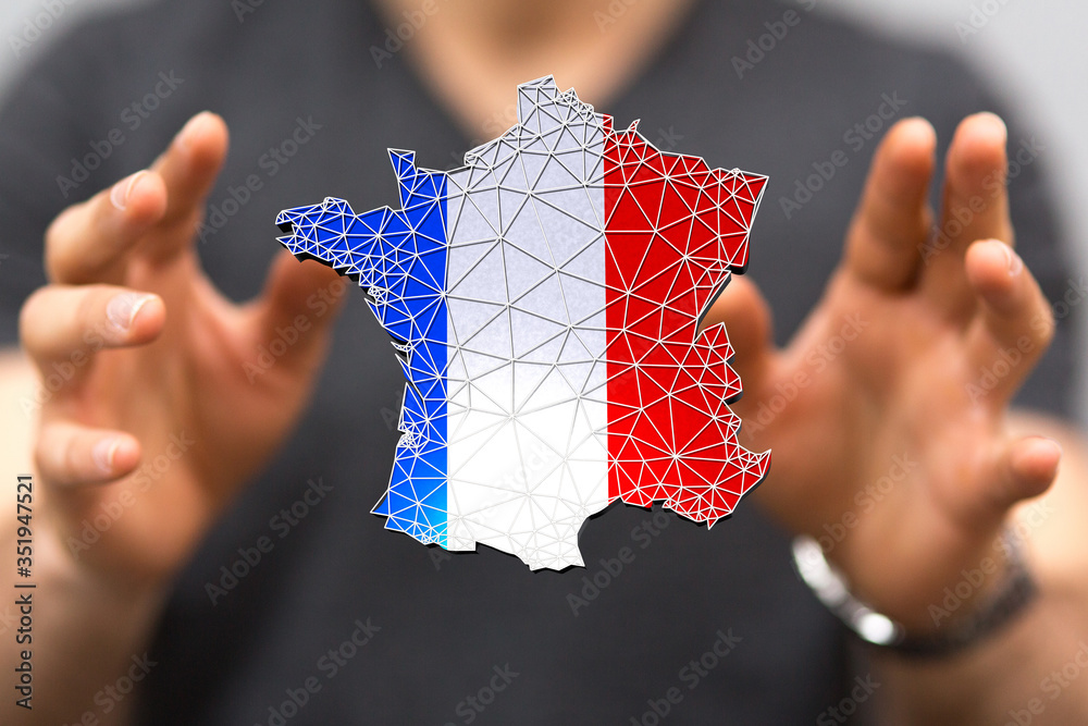 Wall mural 3d digital france map country illustration