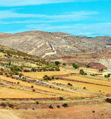 Fototapeta na wymiar Mountains of Albarracin in Teruel in a sunny day. It´s situated in the center of Spain.