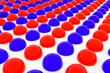 background of red and blue hemispheres. 3d render illustration