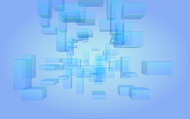 Blue and purple abstract digital and technology background. The pattern with repeating rectangles. 3D illustration