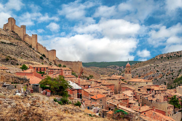 Village of Albarracin in the north of Spain in a sunny day