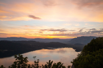 Coucher de soleil depuis la Chambotte, Lac du Bourget