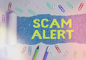 Word writing text Scam Alert. Business photo showcasing unsolicited email that claims the prospect...